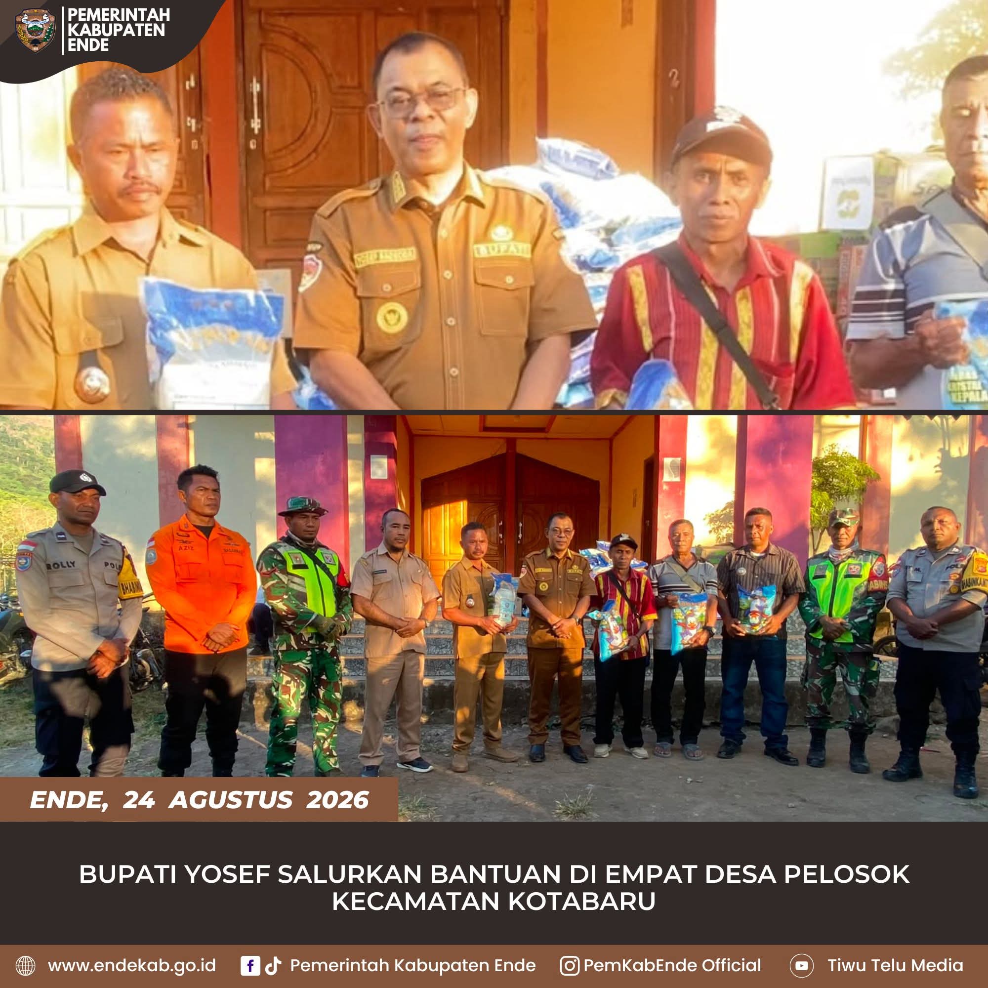 Bupati Ende Yosep Benediktus Badeoda Menyalurkan Bantuan di Empat Desa di Kecamatan Kota Baru